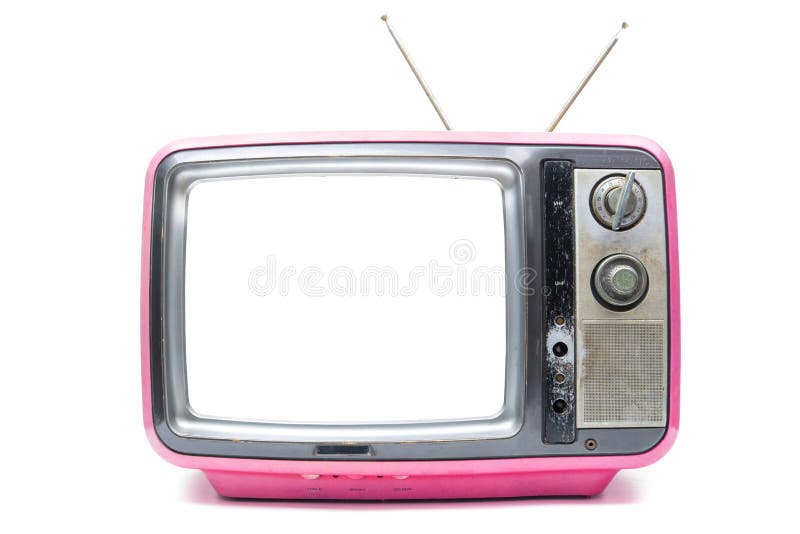 Pink Vintage TV on white background royalty free stock images