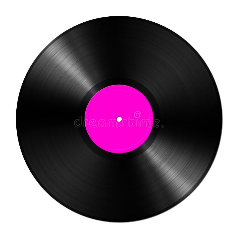 Pink Vinyl Record Isolated on Black Background Stock Illustration