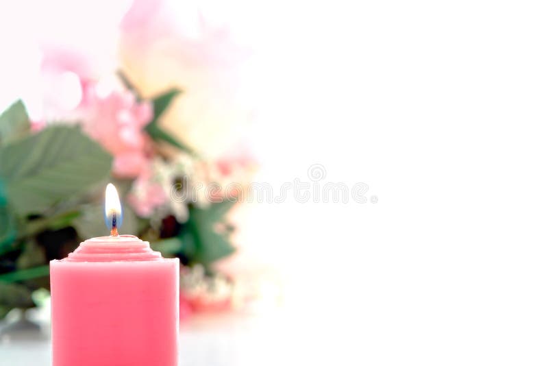 Pink Votive Candle and Pastel Flower Bouquet