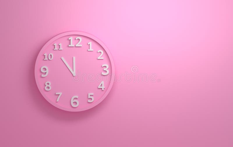 Pink wall clock stock illustration. Illustration of home 145092913