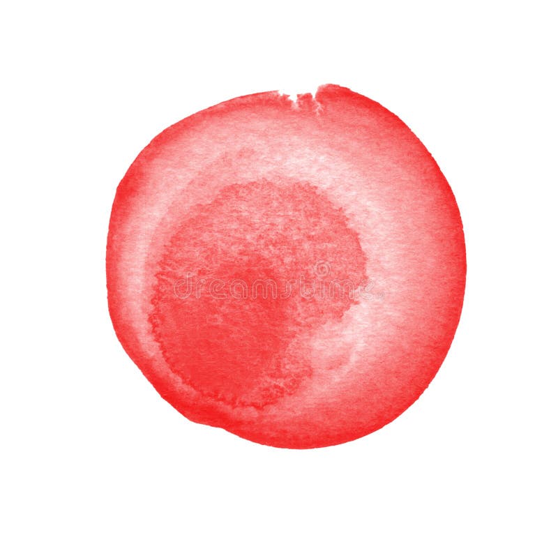 Pink watercolor circle isolated on white. Abstract round background. Red watercolour stains texture. Hand drawn purple spot. Real watercolor texture.