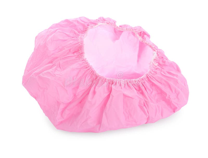Pink Waterproof Shower Cap Isolated on White Stock Photo Image of