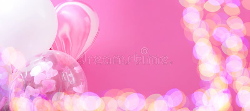 Pink and White Balloons on a Pink Background Banner with Text Happy  Birthday Stock Photo - Image of party, place: 209218604