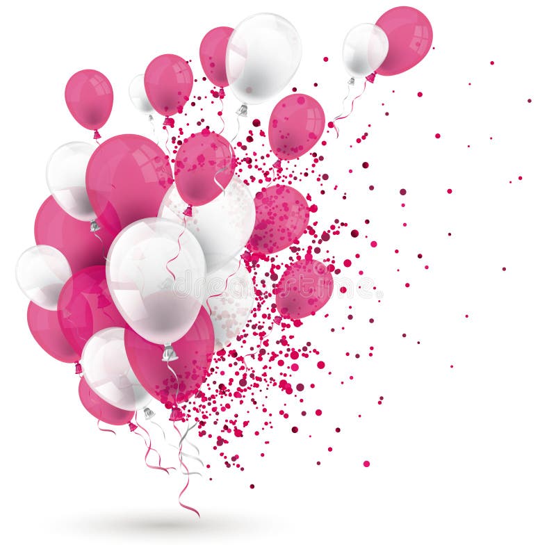 Pink White Balloons Confetti White Cover