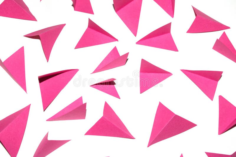 Pink and White Geometric Folded Paper Triangle Shapes for Background