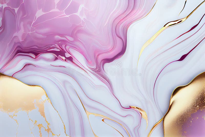 Pink White Gold Marble Effect Texture Wallpaper. Generative AI