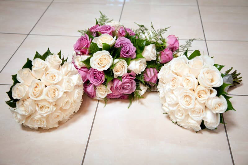 Pink and White Rose Flower Wedding Bouquet Stock Photo Image of