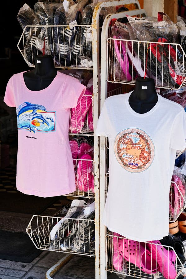 Souvenir Tee Shirts, Koroni, Greece Editorial Photo - Image of outside ...