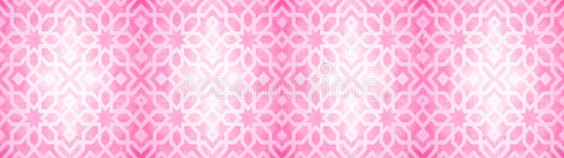 Pink white vintage retro geometric square mosaic motif cement tiles with flower blossom print texture background banner panorama