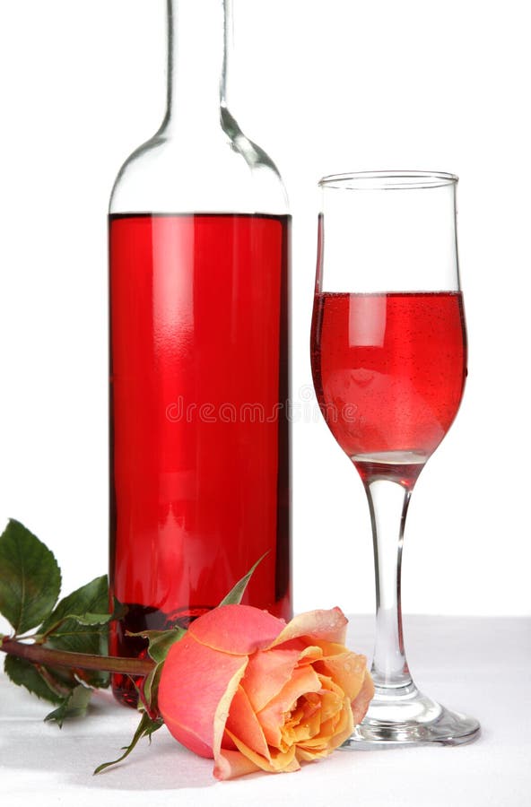 Pink wine rose stock photo. Image of rose, liquid, wineglass 13998160