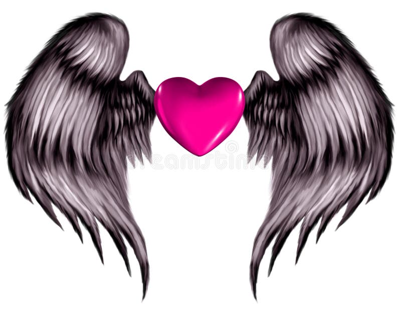 Pink Winged Heart stock illustration. Illustration of hearts 15584282