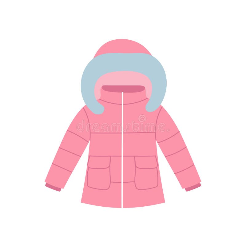 Pink Winter Coat for Children. Warm Clothes Element. Doodle Style Stock ...