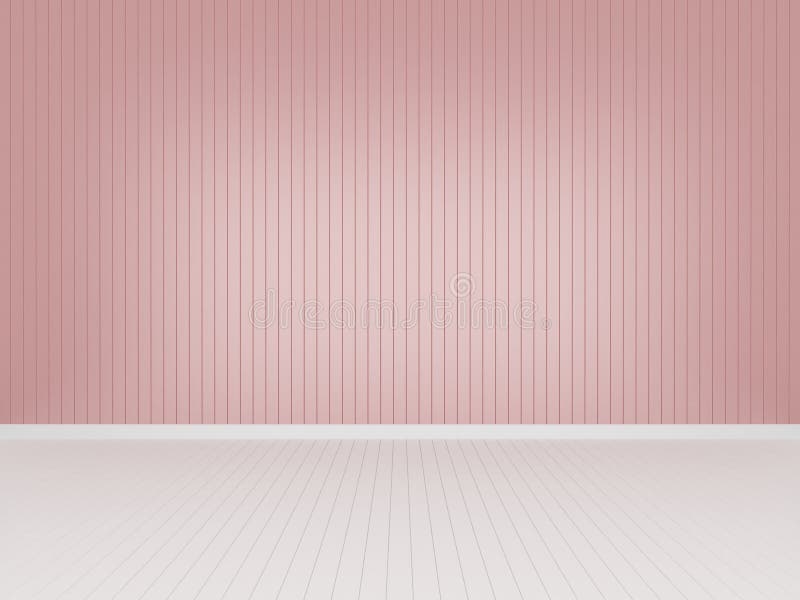 Pink Wood Wall with White Wood Floor ,3d Rendering Stock Illustration Illustration of pink