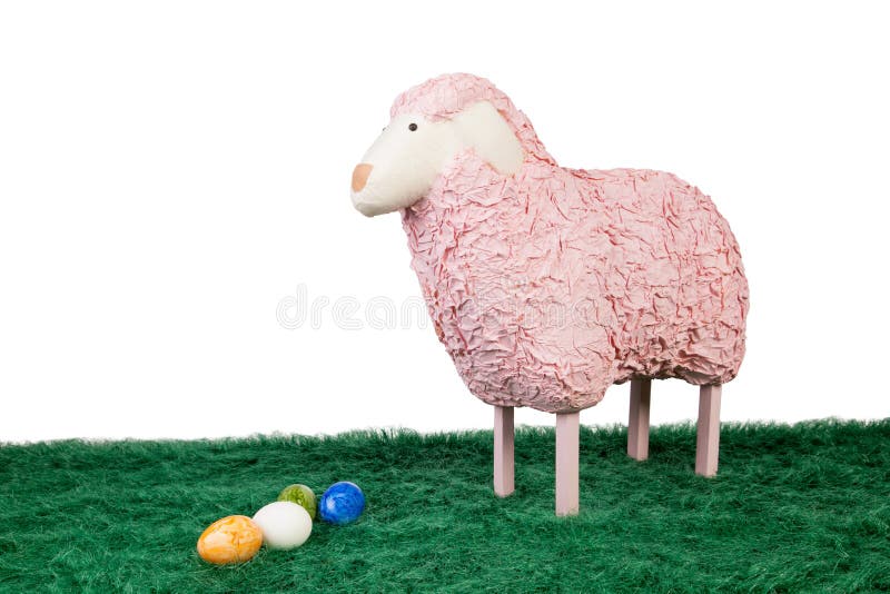Pink Woolly Sheep with Easter Eggs Stock Image Image of cute, lamb 29551903