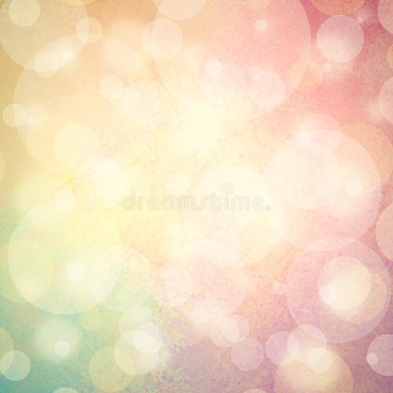 Pink yellow and blue green background with white bubbles or bokeh lights royalty free stock photos