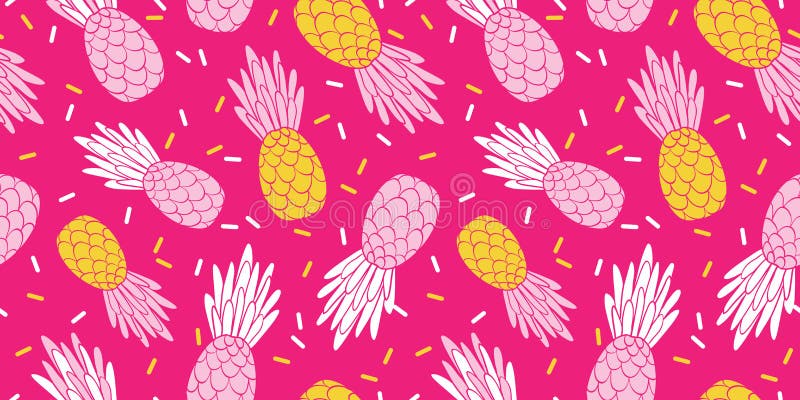 Pink yellow pineapples repeat pattern design