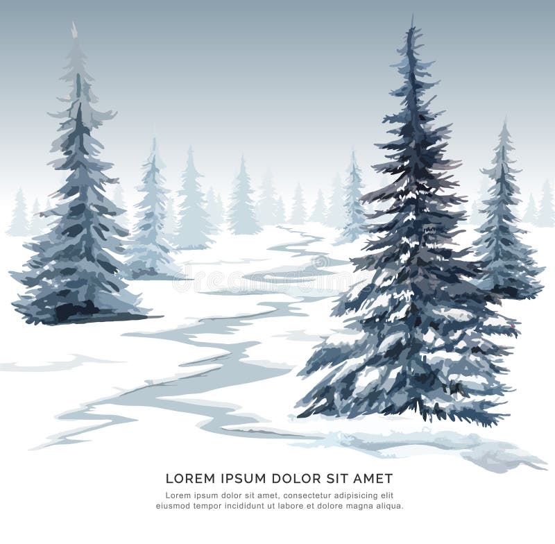 Pino dell'acquerello di immagine su neve per la cartolina di Natale illustrazione vettoriale Pino dell'acquerello di immagine su neve per la cartolina di Natale illustrazione vettoriale