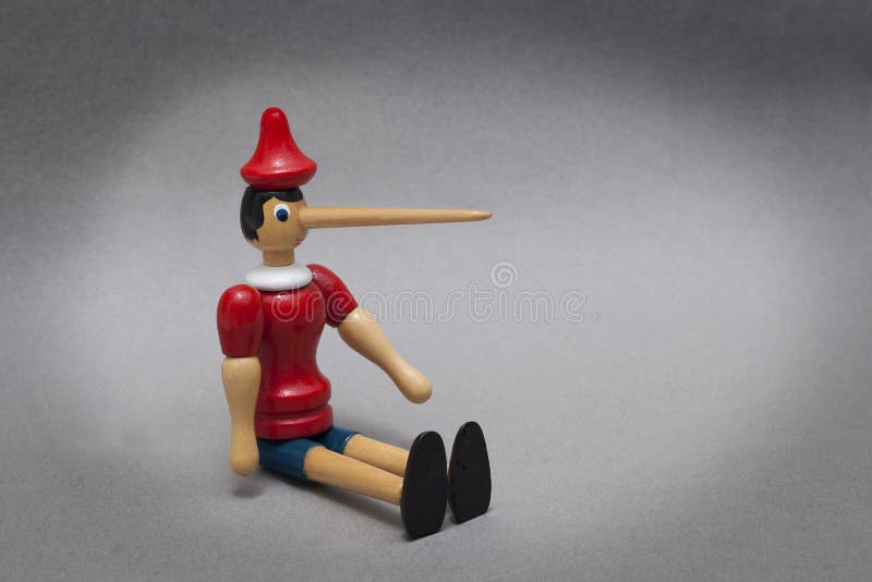 Pinocchio liar with big nose. Pinocchio liar with big nose