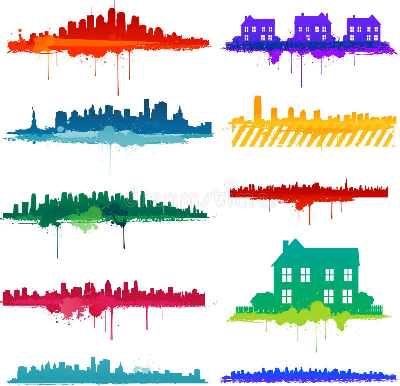 Pinte el diseño de la ciudad del splat ilustración del vector Pinte el diseño de la ciudad del splat ilustración del vector