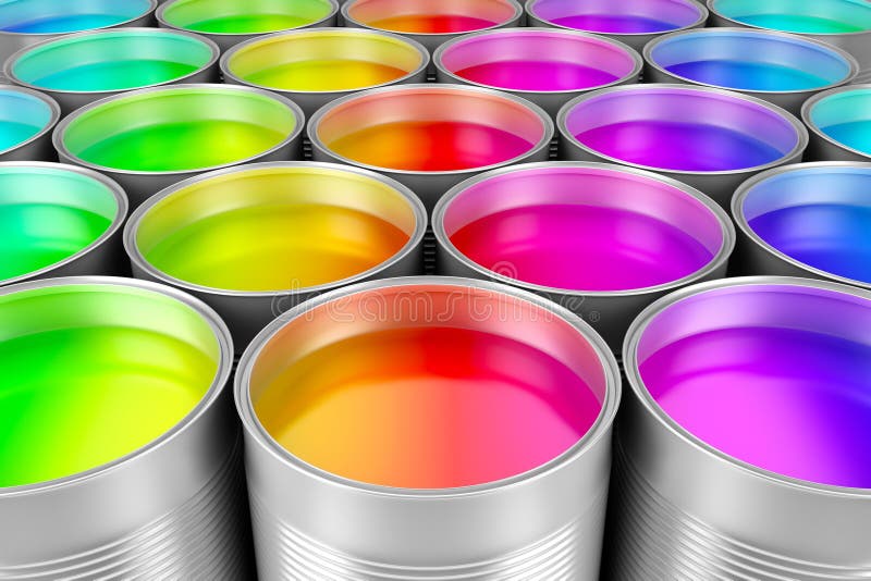 Pinte las latas de pintura colorida ilustración del vector Pinte las latas de pintura colorida ilustración del vector