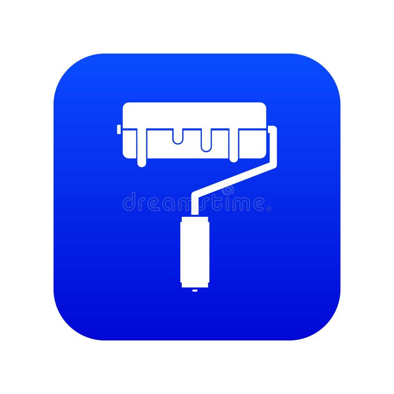 Pinte o rolo com o azul digital do ícone da pintura ilustração do vetor Pinte o rolo com o azul digital do ícone da pintura ilustração do vetor