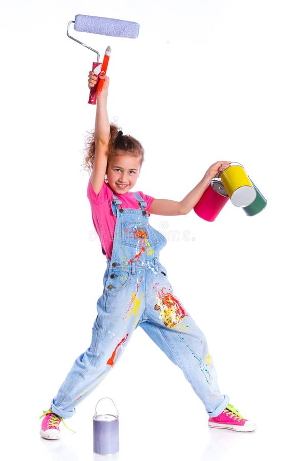 Pintor bonito da menina imagem de stock royalty free Pintor bonito da menina imagem de stock royalty free