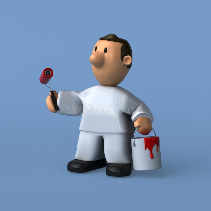 Pintor dos desenhos animados - ilustração 3D ilustração royalty free Pintor dos desenhos animados - ilustração 3D ilustração royalty free