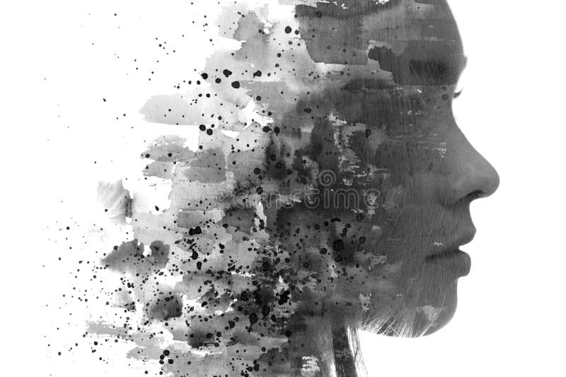 Pintoresca. retrato dramático de doble exposición que representa un concepto de salud mental fotos de archivo libres de regalías
