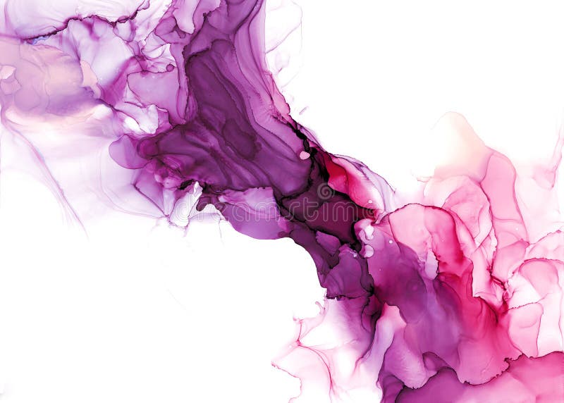 Pintura abstracta de fluidos. capas superiores transparentes de tintas de alcohol de color púrpura y marrón sombrío.