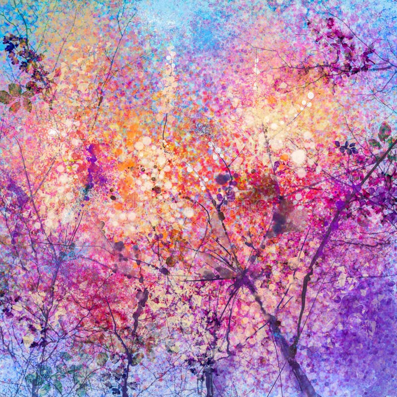 Pintura abstracta de la acuarela de la flor de la flor de cerezo