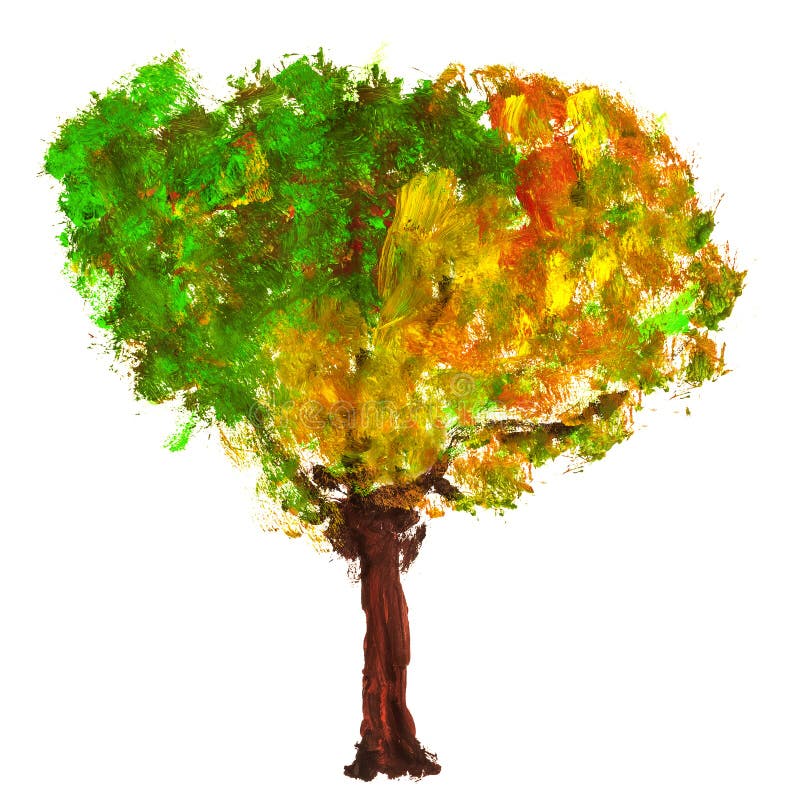 Pintura abstracta del árbol del otoño pintada con las pinturas acrílicas ilustración del vector Pintura abstracta del árbol del otoño pintada con las pinturas acrílicas ilustración del vector