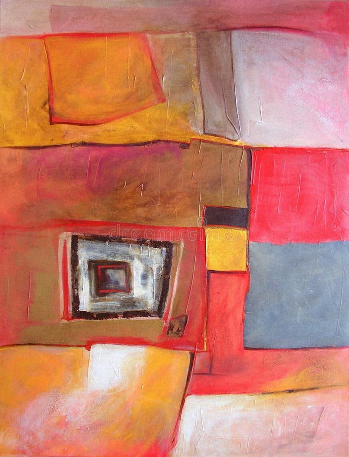 Pintura abstrata moderna - geometria e caixas ilustração royalty free Pintura abstrata moderna - geometria e caixas ilustração royalty free
