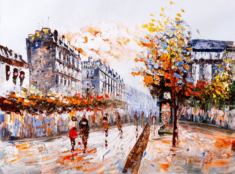 Pintura al óleo - opinión de la calle de París