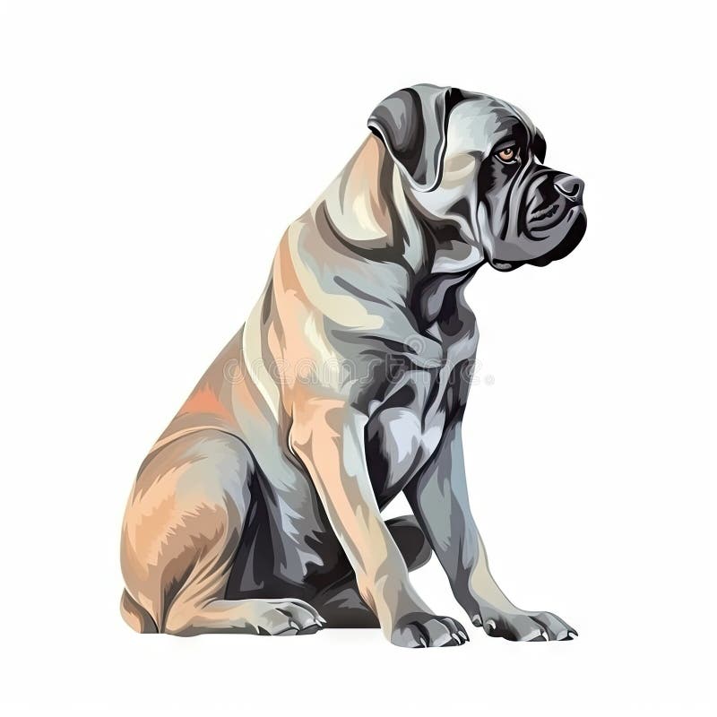 Pintura em aquarela minimalista de um cão pastor inglês antigo em