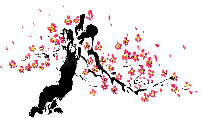 Pintura china de la flor ilustración del vector