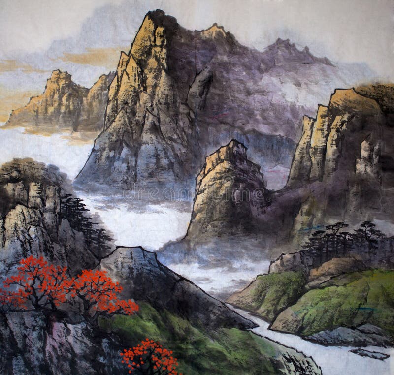 Pintura china tradicional stock de ilustración