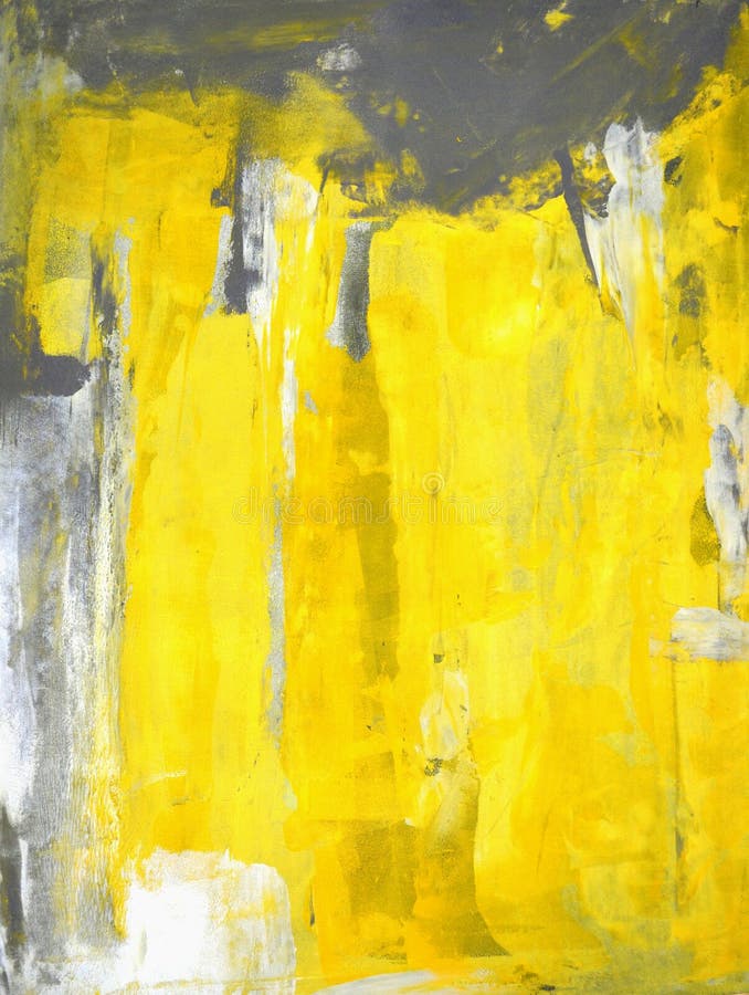 Pintura Abstrata em Tons de Cinza e Amarelo imagens de stock royalty free
