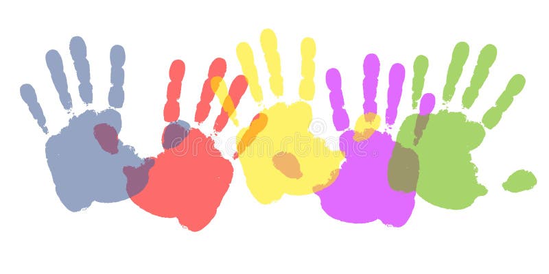 Pintura colorida Handprints stock de ilustración Pintura colorida Handprints stock de ilustración