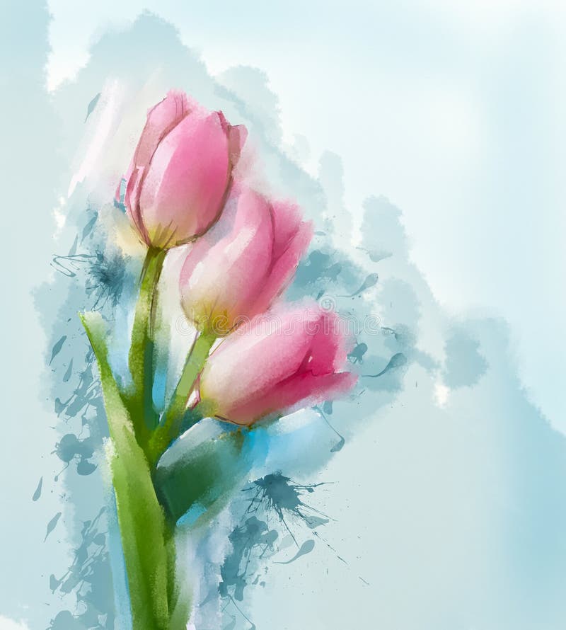 Pintura das flores das tulipas ilustração stock Pintura das flores das tulipas ilustração stock