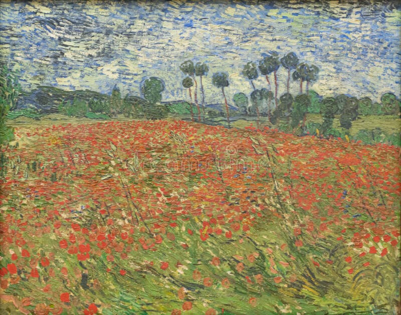 Poppy field, 1890, Vincent Van Gogh, a Dutch post-impressionist painter, famous for landscapes, still lifes, portraits and self-portraits. Collection of Kunstmuseum the Hague. Reminiscence of work of Claude Monet. Poppy field, 1890, Vincent Van Gogh, a Dutch post-impressionist painter, famous for landscapes, still lifes, portraits and self-portraits. Collection of Kunstmuseum the Hague. Reminiscence of work of Claude Monet.