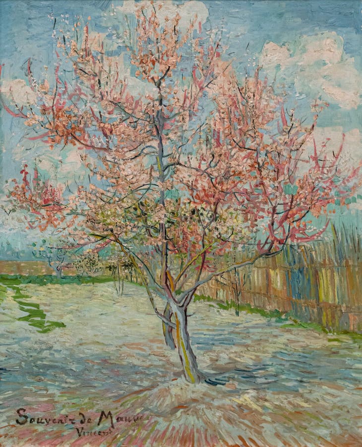Roze perzikbomen, 1888. Vincent Van Gogh, a Dutch post-impressionist painter, famous for landscapes, still lifes, portraits and self-portraits. he painted with a distinctive style of vigorous and repetitive brushstrokes. Collection of Krolller-Muller Museum, Otterlo, the Netherlands. Roze perzikbomen, 1888. Vincent Van Gogh, a Dutch post-impressionist painter, famous for landscapes, still lifes, portraits and self-portraits. he painted with a distinctive style of vigorous and repetitive brushstrokes. Collection of Krolller-Muller Museum, Otterlo, the Netherlands.