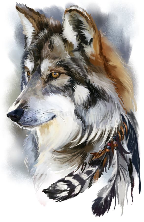 Pintura de la acuarela del lobo libre illustration Pintura de la acuarela del lobo libre illustration