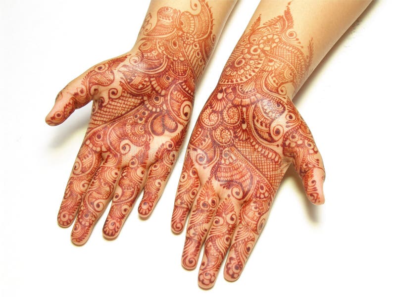 Colorful Bridal mehandi paint on two hands. Colorful Bridal mehandi paint on two hands