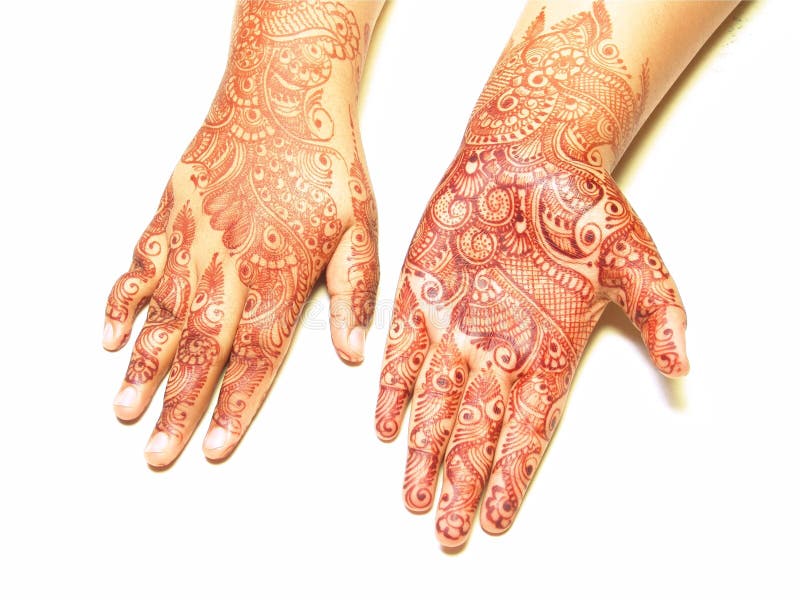 Colorful Bridal mehandi paint on two hands. Colorful Bridal mehandi paint on two hands