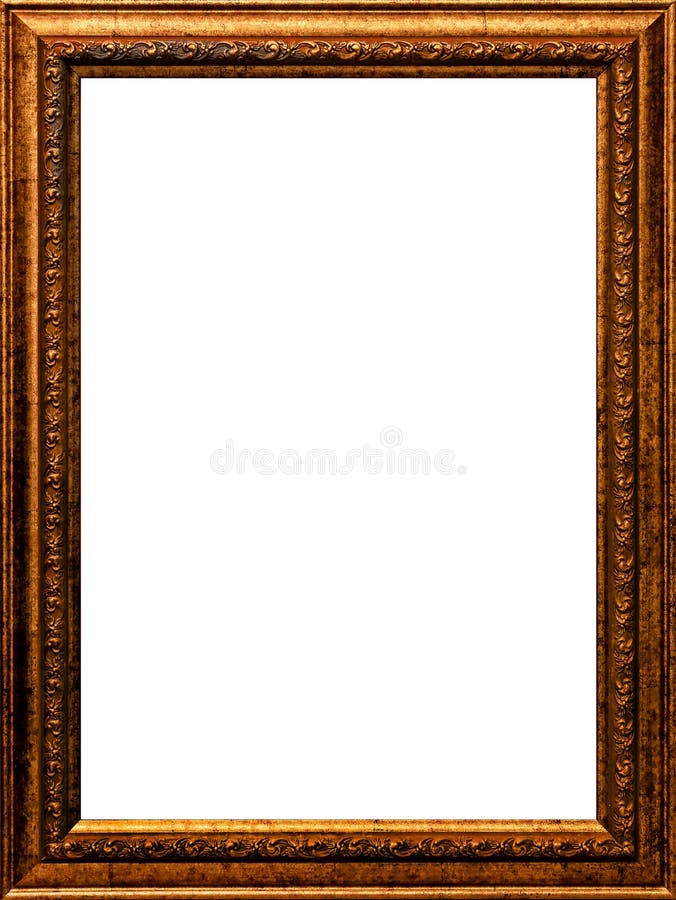 A pintura de madeira do ouro do quadro da foto do vintage velho do tempo chapeada isolou o imagens de stock royalty free A pintura de madeira do ouro do quadro da foto do vintage velho do tempo chapeada isolou o imagens de stock royalty free