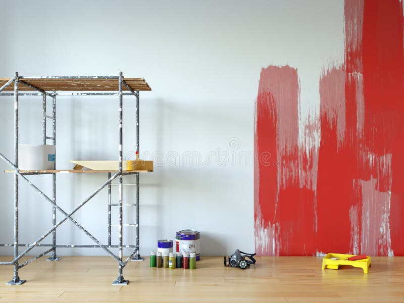 Pintura de parede, reparo da sala ilustração do vetor Pintura de parede, reparo da sala ilustração do vetor
