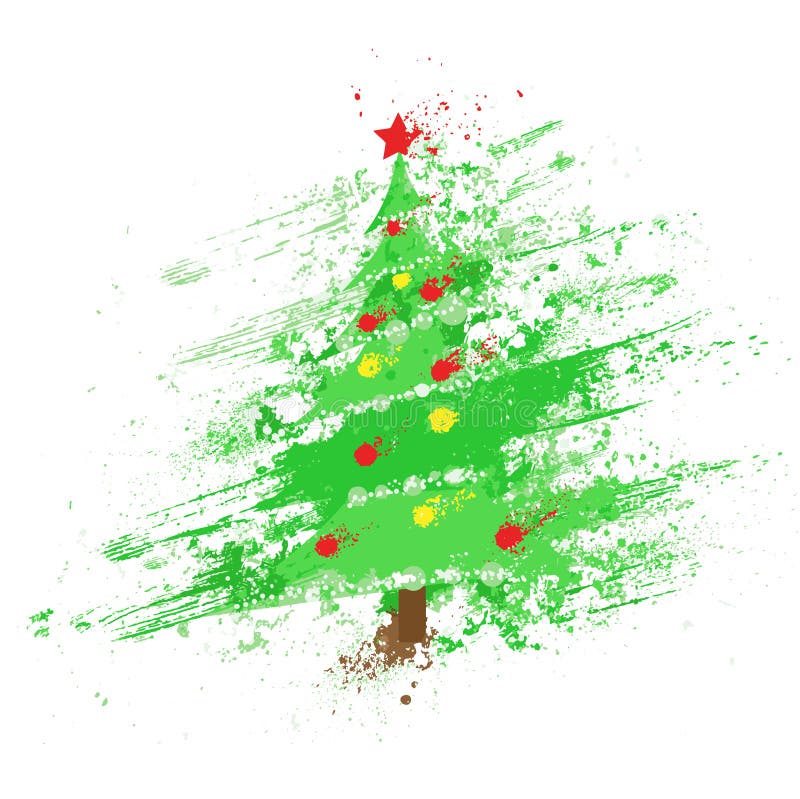 Pintura decorada Natal do respingo da tinta do sumário da árvore ilustração do vetor Pintura decorada Natal do respingo da tinta do sumário da árvore ilustração do vetor