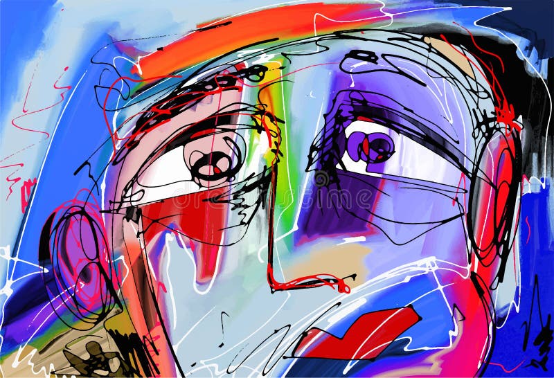 Pintura digital abstracta del rostro humano