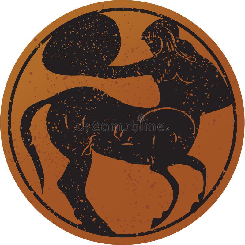 Greece mural painting, Centaur. Editable vector image. Greece mural painting, Centaur. Editable vector image