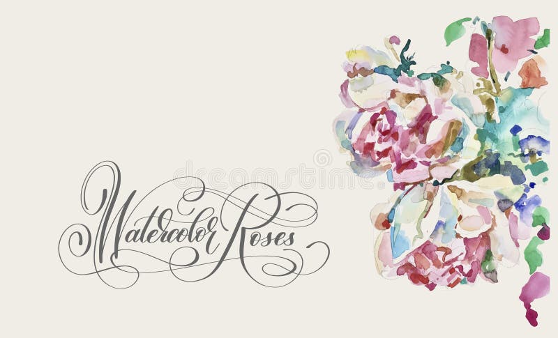 Pintura original de la acuarela de rosas rosadas ilustración del vector Pintura original de la acuarela de rosas rosadas ilustración del vector